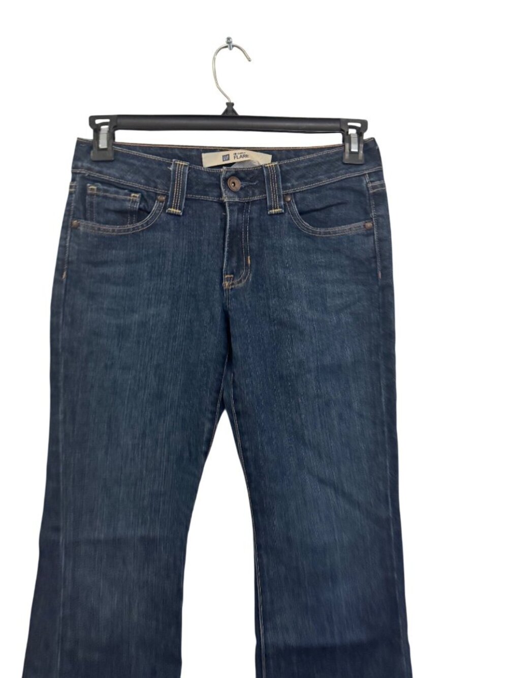 Gap Curvy Flare Dark Wash Denim Jeans Size 2 Ankle Mid Rise Bootcut Women’s - Picture 5 of 7